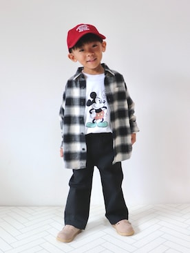 「UNIQLO（ユニクロ）のアイテム（シャツ/ブラウス、ブラック系）」を使った、OU_KII_☺︎さん（キッズ・100cm）の秋コーディネート