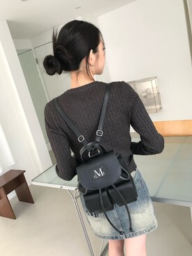 「MUCENT（ムセント）のアイテム（バックパック/リュック、ブラック系）」を使った、MUCENTさん（レディース・163cm）の冬コーディネート
