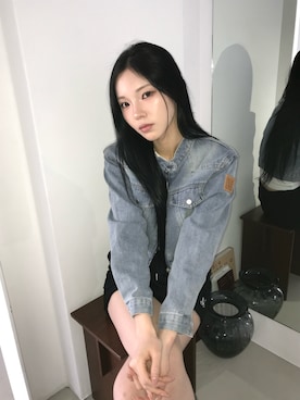 「MUCENT（ムセント）のアイテム（デニムジャケット、ブルー系）」を使った、MUCENTさん（レディース・163cm）の冬コーディネート