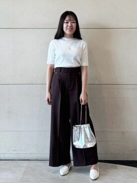 「アイテム（その他シューズ、ホワイト系）」を使った、ふみさん（レディース・154cm）の夏コーディネート