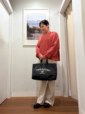 「URBAN RESEARCH Sonny Label(アーバンリサーチサニーレーベル)のSTAR&STRIPE ボリュームスリーブスウェット(スウェット、レッド系)」を使った、maiさん(レディース・158cm)の秋コーディネート