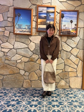 「URBAN RESEARCH DOORS(アーバンリサーチドアーズ)のスウェードライクブルゾン 26AW(ブルゾン、ブラウン系)」を使った、maiさん(レディース・158cm)の秋コーディネート