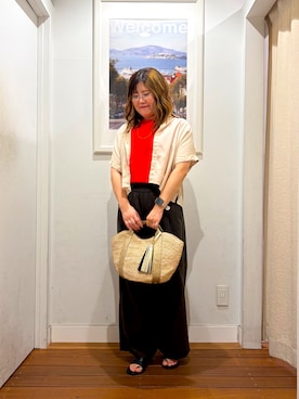 「URBAN RESEARCH Sonny Label(アーバンリサーチサニーレーベル)の機能素材イージーワイドパンツ(その他パンツ、グレー系)」を使った、maiさん(レディース・158cm)の夏コーディネート