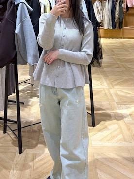 「LOWRYS FARM（ローリーズファーム）のワイドストレートデニムパンツ　607883（デニムパンツ、ブルー系）」を使った、oharu14さん（レディース）の春コーディネート