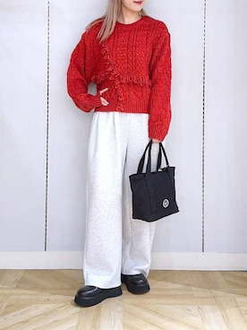 「アイテム（スウェットパンツ）」を使った、oharu14さん（レディース・165cm・20代）の秋コーディネート