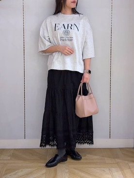 「LOWRYS FARM（ローリーズファーム）のポーチツキ２ＰＢＡＧ／Ｍ　578359（ショルダーバッグ、ピンク系）」を使った、oharu14さん（レディース）の春コーディネート