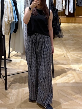 「LOWRYS FARM（ローリーズファーム）のハイショクタンク　 574839（Tank tops、ブラック系）」を使った、oharu14さん（レディース）の夏コーディネート
