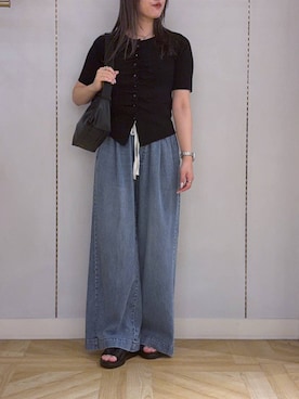 「LOWRYS FARM（ローリーズファーム）のイージーバギーデニム　601067（デニムパンツ、ブルー系）」を使った、oharu14さん（レディース）の春コーディネート