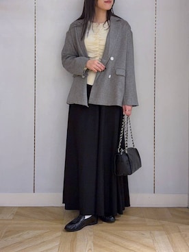 「LOWRYS FARM（ローリーズファーム）のメランジツイルジャケット　589176（テーラードジャケット、グレー系）」を使った、oharu14さん（レディース）の春コーディネート