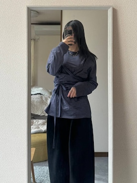 「LOWRYS FARM（ローリーズファーム）のカットイージーコクーンパンツ　292362（スウェットパンツ、ブラック系）」を使った、oharu14さん（レディース）の冬コーディネート