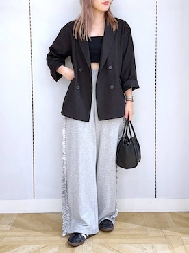 「アイテム（スウェットパンツ）」を使った、oharu14さん（レディース・165cm・20代）の秋コーディネート