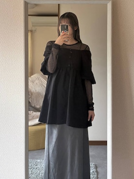 「LOWRYS FARM（ローリーズファーム）のストレッチサテンスカート　 290120（スカート、グレー系）」を使った、oharu14さん（レディース）の春コーディネート