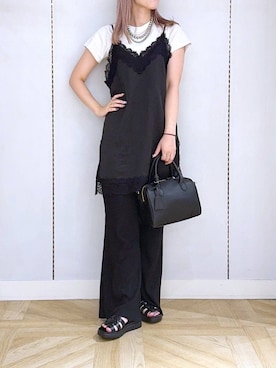 「LOWRYS FARM（ローリーズファーム）のランジェリーキャミＣＨ　 572465（キャミソール）」を使った、oharu14さん（レディース・165cm）の夏コーディネート