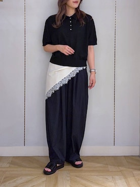 「LOWRYS FARM（ローリーズファーム）のイージーワイドコクーンパンツ 327286（Pants、ブルー系）」を使った、oharu14さん（レディース）の夏コーディネート