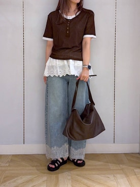 「LOWRYS FARM（ローリーズファーム）のアイテム（ショルダーバッグ）」を使った、oharu14さん（レディース・165cm）の夏コーディネート