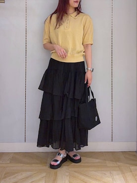 「LOWRYS FARM（ローリーズファーム）のＬＦＢＡＳＩＣＴＯＴＥ　323726（Shoulderbag、ブラック系）」を使った、oharu14さん（レディース）の夏コーディネート