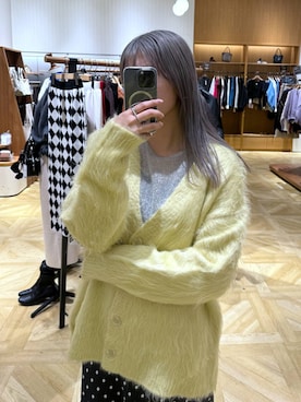 「LOWRYS FARM（ローリーズファーム）のシャギーロングＶカーディガン　595935（カーディガン/ボレロ）」を使った、oharu14さん（レディース・165cm）の冬コーディネート