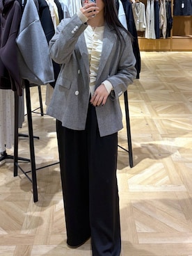 「LOWRYS FARM（ローリーズファーム）のメランジツイルジャケット　589176（テーラードジャケット、グレー系）」を使った、oharu14さん（レディース）の冬コーディネート