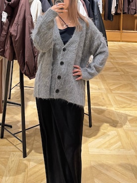 「LOWRYS FARM（ローリーズファーム）のシャギーロングＶカーディガン　595935（カーディガン/ボレロ）」を使った、oharu14さん（レディース・165cm）の秋コーディネート