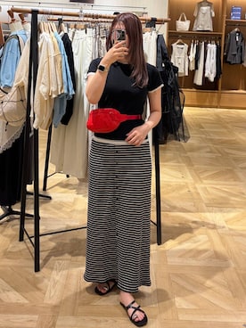 「LOWRYS FARM（ローリーズファーム）のウエストポーチ　 637742（Fannypack、レッド系）」を使った、oharu14さん（レディース）の夏コーディネート