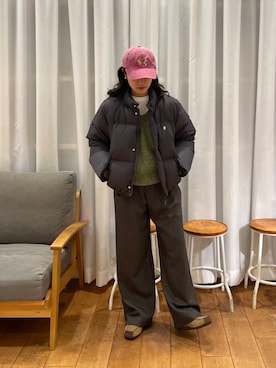 「冬の差し色コーデ」｜むーさん（レディース・156cm）の冬コーディネート