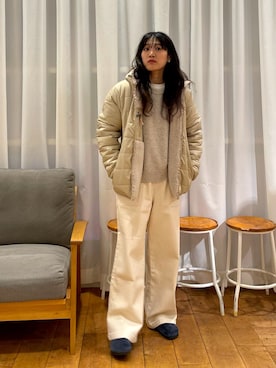 「アイテム（サンダル）」を使った、むーさん（レディース・156cm）の冬コーディネート