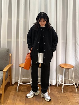 「寒い」｜「アイテム（ダウンジャケット/コート）」を使った、むーさん（レディース・156cm）の冬コーディネート