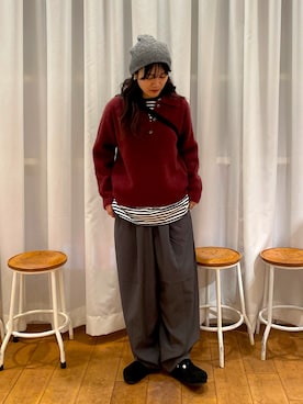 「アイテム（ニットキャップ/ビーニー）」を使った、むーさん（レディース・156cm）の秋コーディネート