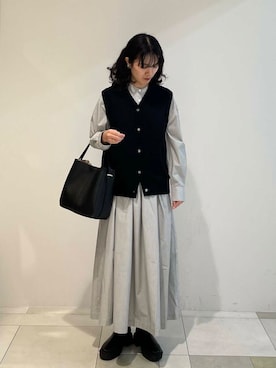 「RODE SKO（ロデスコ）のワンハンドル3WAYバッグ（ハンドバッグ）」を使った、むーさん（レディース・156cm）の秋コーディネート