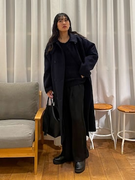 「アイテム（テーラードジャケット、ブルー系）」を使った、むーさん（レディース・156cm）の冬コーディネート