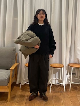 「寒い」｜「アイテム（ブルゾン）」を使った、むーさん（レディース・156cm）の冬コーディネート