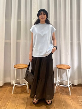 「アイテム（スカート、ブラウン系）」を使った、mumumumu7742さん（レディース・156cm）の夏コーディネート