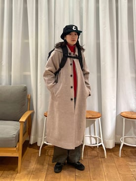 「冬の差し色コーデ」｜むーさん（レディース・156cm）の冬コーディネート