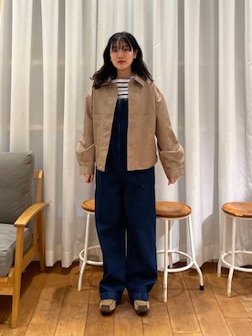 「アイテム（カバーオール）」を使った、むーさん（レディース・156cm）の冬コーディネート