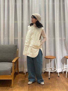 「アイテム（ダウンベスト）」を使った、mumumumu7742さん（レディース・156cm）の秋コーディネート