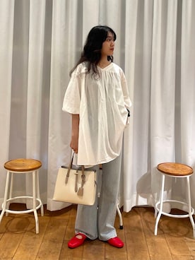 「アイテム（チュニック、ホワイト系）」を使った、mumumumu7742さん（レディース・156cm）の夏コーディネート