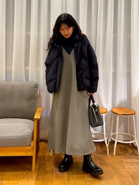 「アーバンリサーチドアーズ」｜「アイテム（ワンピース/ドレス）」を使った、むーさん（レディース・156cm）の冬コーディネート