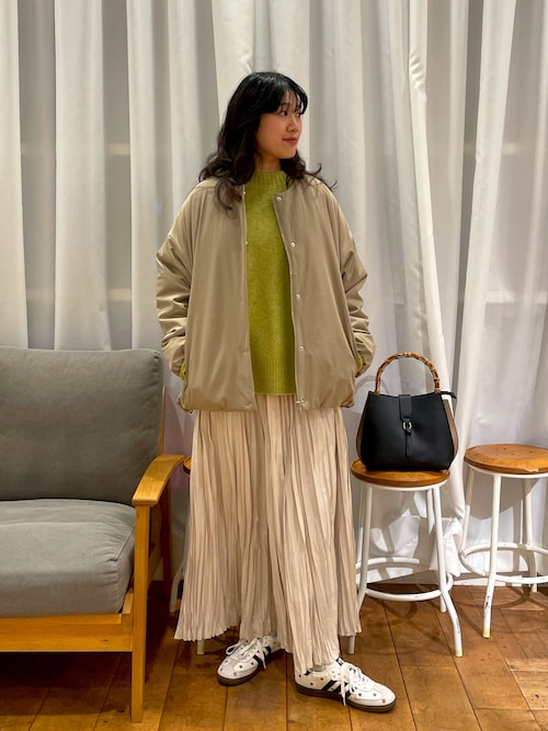 撥水中綿ノーカラーコート | 軽量/中綿ジャケット/通勤/オフィス