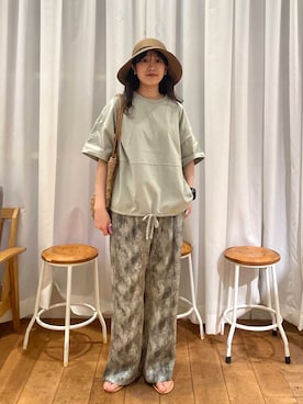 「アイテム（ハット、ブラウン系）」を使った、mumumumu7742さん（レディース・156cm）の夏コーディネート