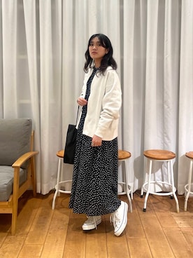 「アイテム（カーディガン/ボレロ、ホワイト系）」を使った、mumumumu7742さん（レディース・156cm）の春コーディネート