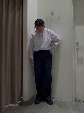 「GEVACO（ゲバコ）の【GEVACO】10ozデニムイージーワイドパンツ（デニムパンツ、ブルー系）」を使った、R!SAさん（レディース・160cm）の春コーディネート