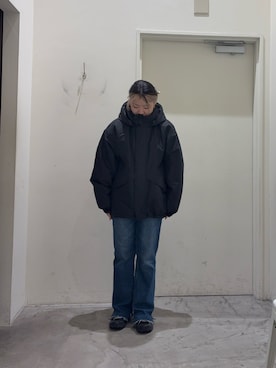 「撥水」｜「アイテム（デニムパンツ）」を使った、R!SAさん（レディース・160cm）の秋コーディネート