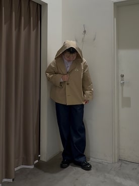 「GEVACO（ゲバコ）の≪ノベルティフェア対象商品≫【GEVACO】フーディジャケット（ブルゾン、ベージュ系）」を使った、R!SAさん（レディース・160cm）の春コーディネート