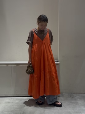 「アイテム（ワンピース/ドレス、レッド系）」を使った、R!SAさん（レディース・159cm）の夏コーディネート