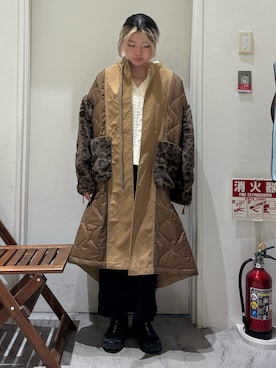 「アイテム（ノーカラーコート）」を使った、R!SAさん（レディース・160cm）の冬コーディネート