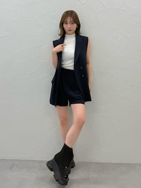「MURUA（ムルーア）のアイテム（ベスト）」を使った、MIZUKIさん（レディース・156cm）の夏コーディネート