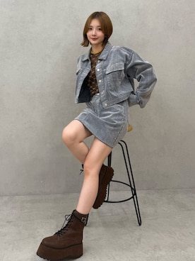 「アイテム（デニムジャケット）」を使った、MIZUKIさん（レディース・156cm）の夏コーディネート