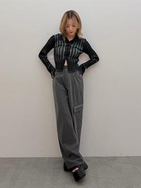 「MURUA（ムルーア）のフロントピンチニット（ニット/セーター、ブラック系）」を使った、MIZUKIさん（レディース・156cm）の春コーディネート