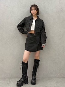 フェイクレザーショートフライトジャケット【セットアップ着用可