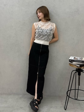 「アイテム（デニムスカート）」を使った、MIZUKIさん（レディース・156cm）の夏コーディネート
